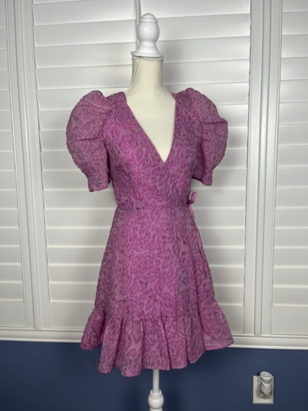 Los Angeles Atelier & Other Stories Pink Jacquard Wrap Mini Dress US 0